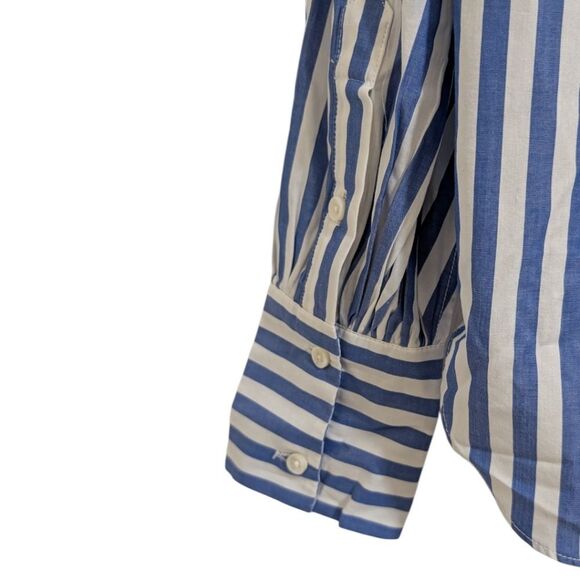 Alex Mill James Shirt in Bold Stripe - Blue/White Button-Up - Womens Size XL NWT - Picture 6 of 10